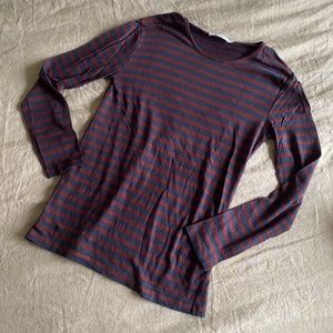 T by Alexander Wang Linen Navy Red Long Sleeve